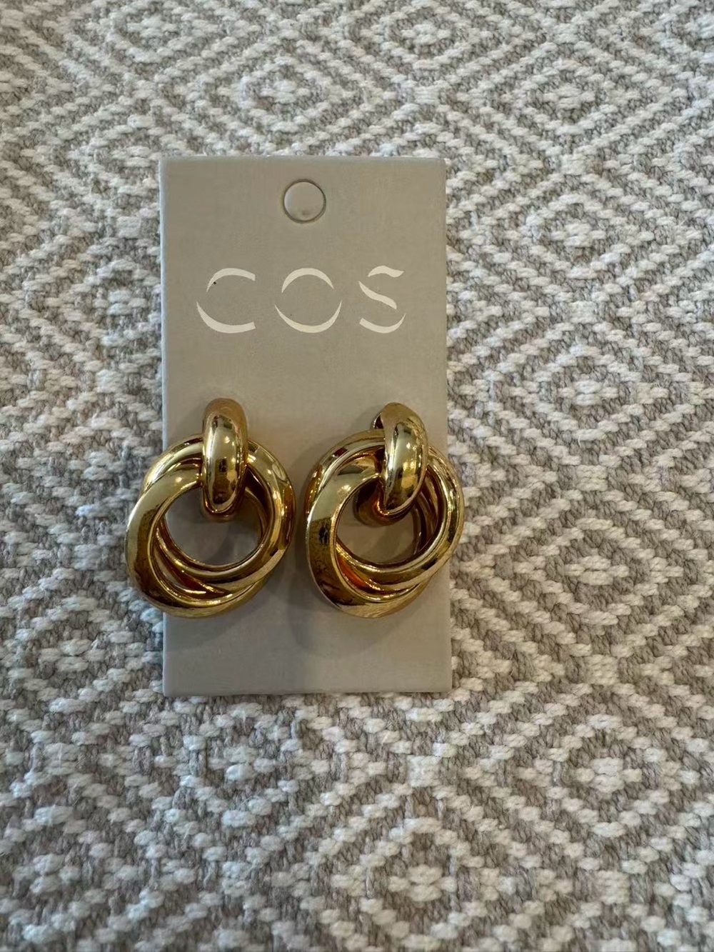 COS Shiny Gold Linked Hoop Earrings